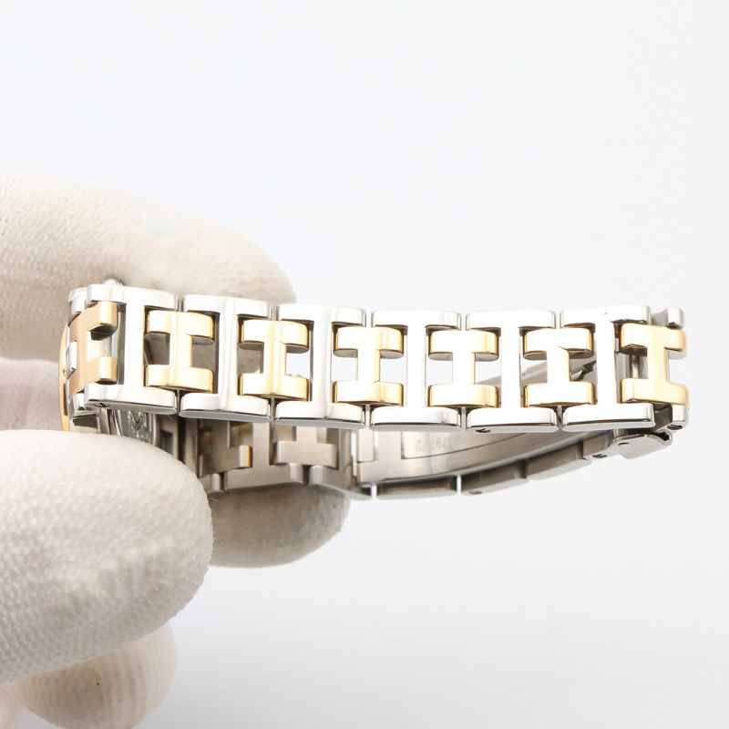 愛馬仕 Clipper Nacrée 女士腕錶，鍍金款，不鏽鋼錶殼，白色錶盤，白色錶殼，CL4.220-7