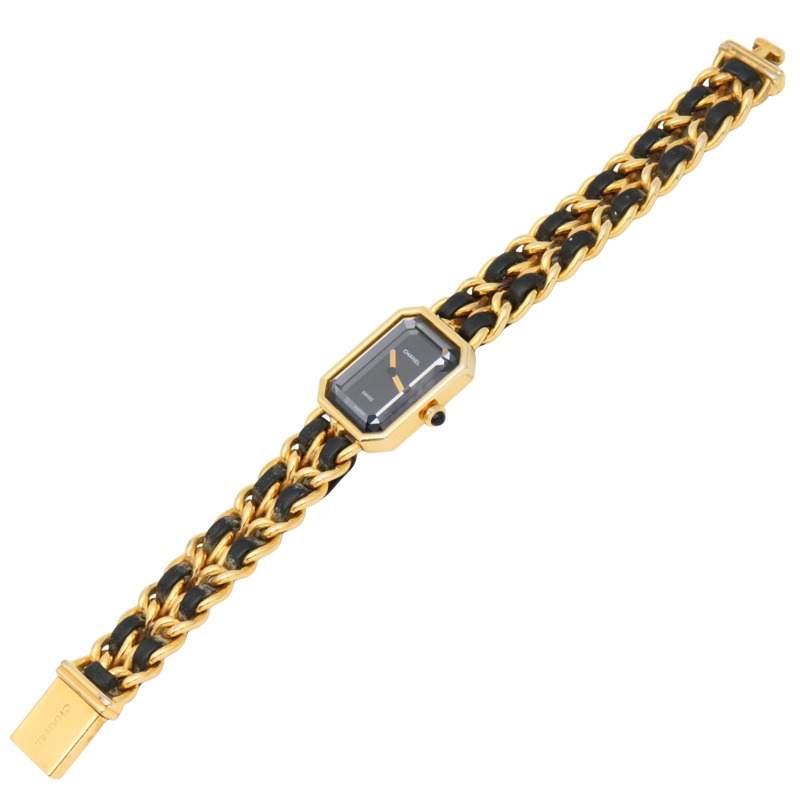 香奈兒 Premiere L 腕錶，鍍金，皮革錶帶，女士，黑色，H0001-2