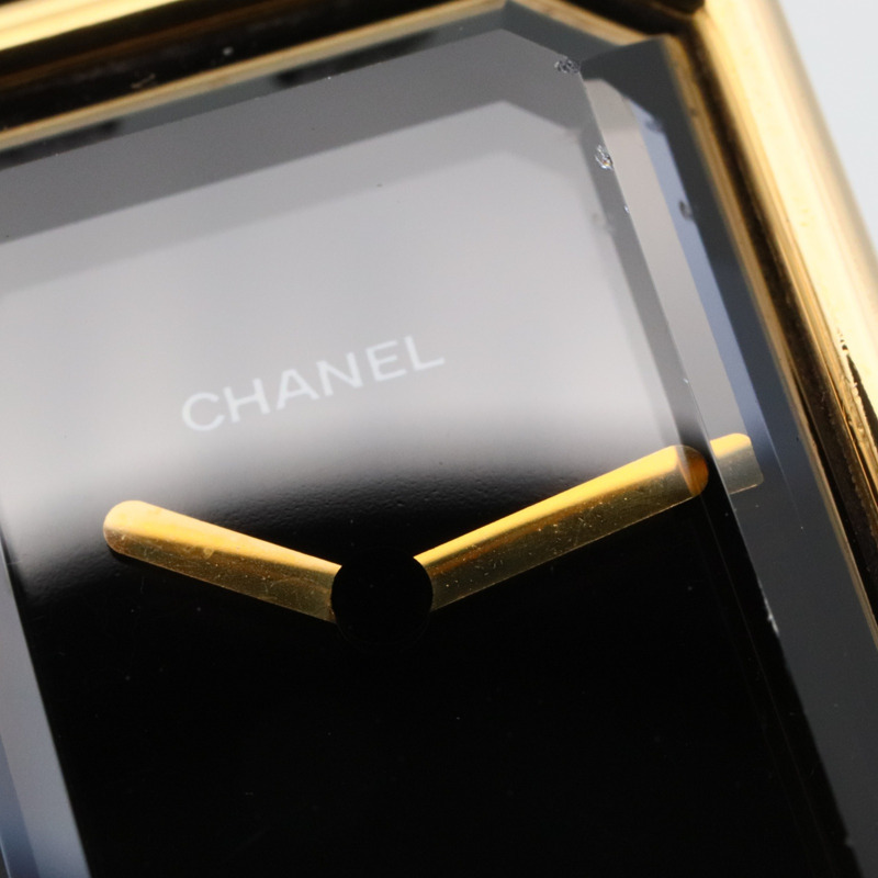 香奈兒 Premiere L 腕錶，鍍金，皮革錶帶，女士，黑色，H0001-7