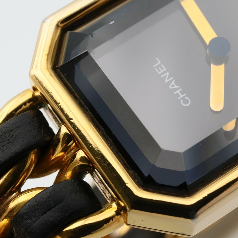 香奈兒 Premiere L 腕錶，鍍金，皮革錶帶，女士，黑色，H0001-9