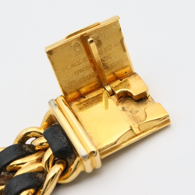 香奈兒 Premiere L 腕錶，鍍金，皮革錶帶，女士，黑色，H0001-14