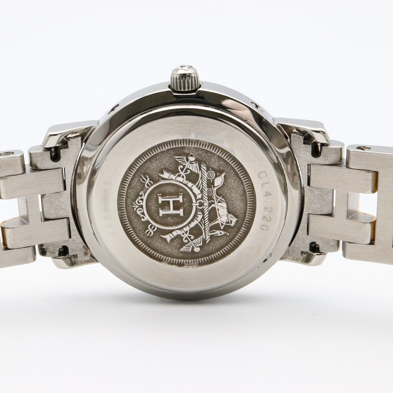 愛馬仕 Clipper 系列腕錶，鍍金不鏽鋼材質，女士款，白色，CL4.220-4