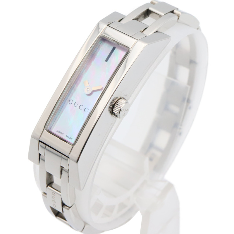 Gucci 女士不鏽鋼腕錶，粉紅錶殼飾面，110 毫米-1