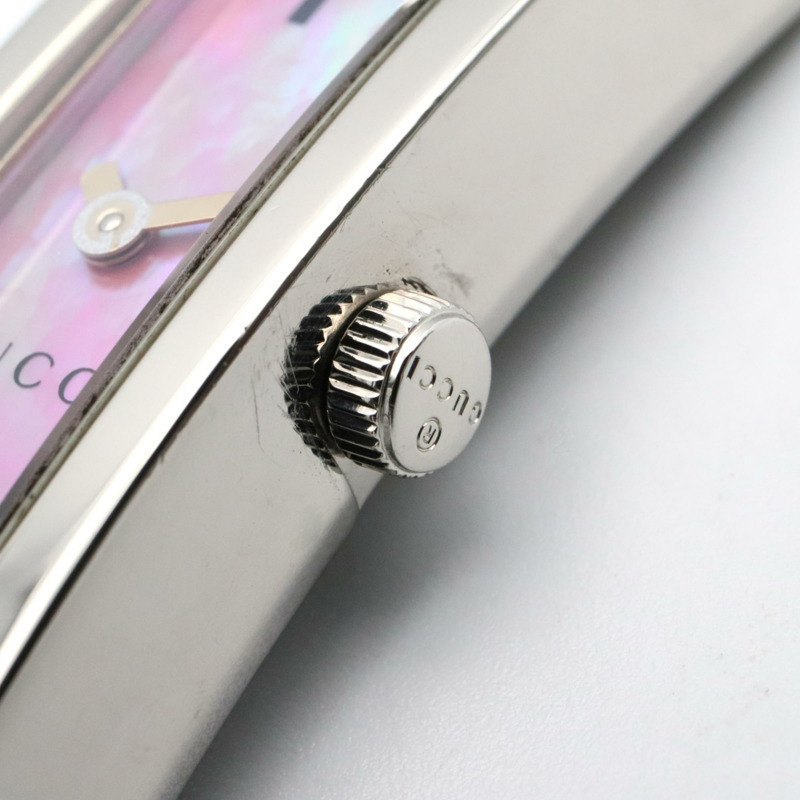 Gucci 女士不鏽鋼腕錶，粉紅錶殼飾面，110 毫米-6