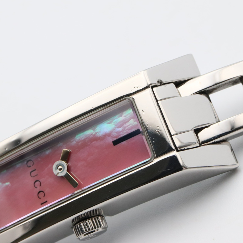 Gucci 女士不鏽鋼腕錶，粉紅錶殼飾面，110 毫米-9