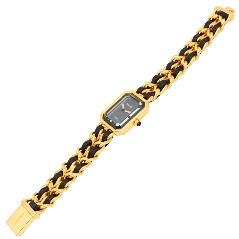 香奈兒 Premiere L 腕錶，鍍金，皮革錶帶，女士，黑色，H0001-2