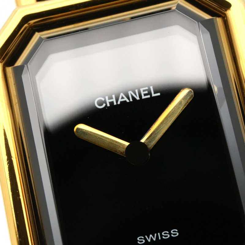 香奈兒 Premiere L 腕錶，鍍金，皮革錶帶，女士，黑色，H0001-7