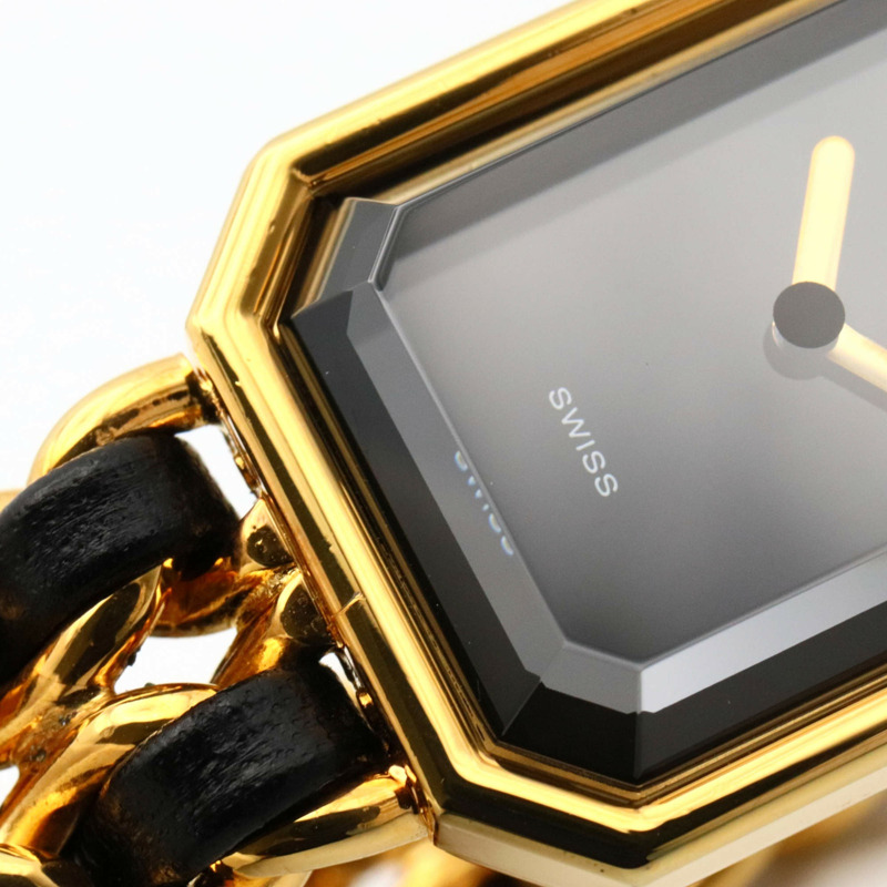 香奈兒 Premiere L 腕錶，鍍金，皮革錶帶，女士，黑色，H0001-8