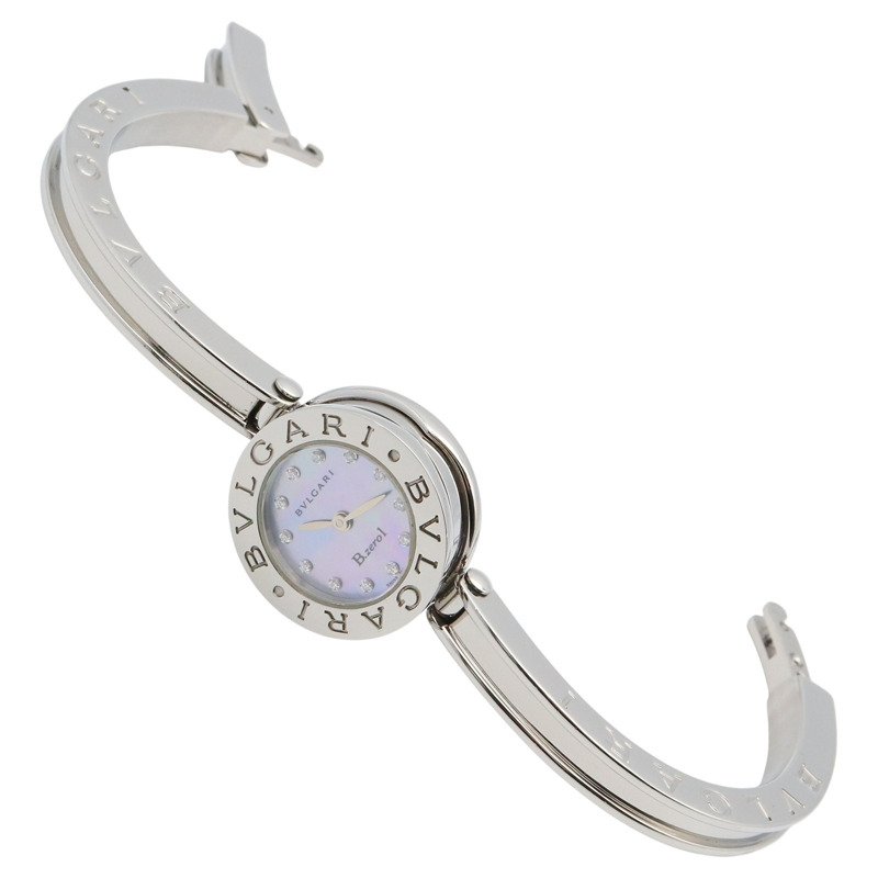 寶格麗 B-zero1 系列腕錶，不鏽鋼鑲鑽，女款，藍色錶殼 BZ22S-3