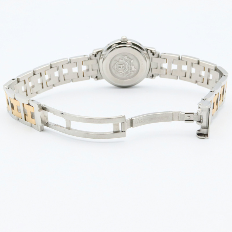 愛馬仕 Clipper 系列腕錶，鍍金不鏽鋼材質，女士款，白色，CL4.220-3