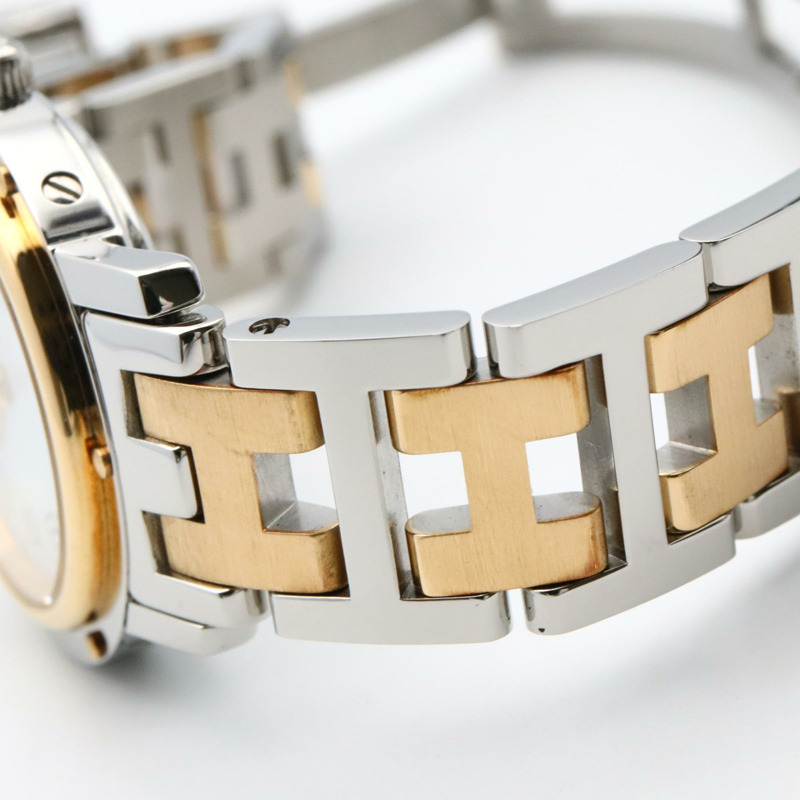 愛馬仕 Clipper 系列腕錶，鍍金不鏽鋼材質，女士款，白色，CL4.220-13