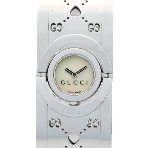 Gucci Toile 手鐲腕錶，不鏽鋼材質，女士款，白色，白色錶殼，YA112523