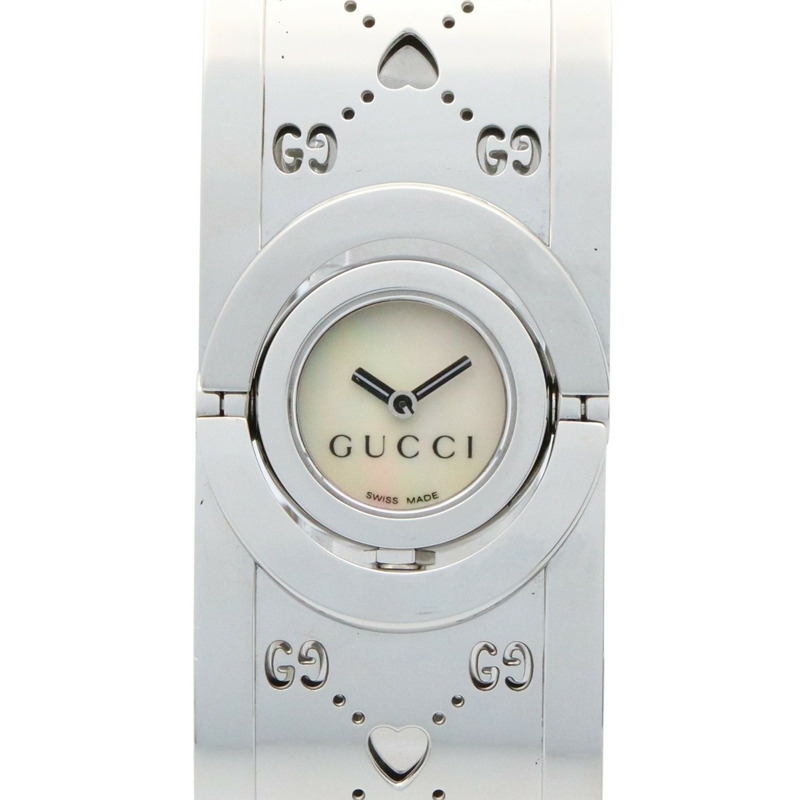 Gucci Toile 手鐲腕錶，不鏽鋼材質，女士款，白色，白色錶殼，YA112523-0