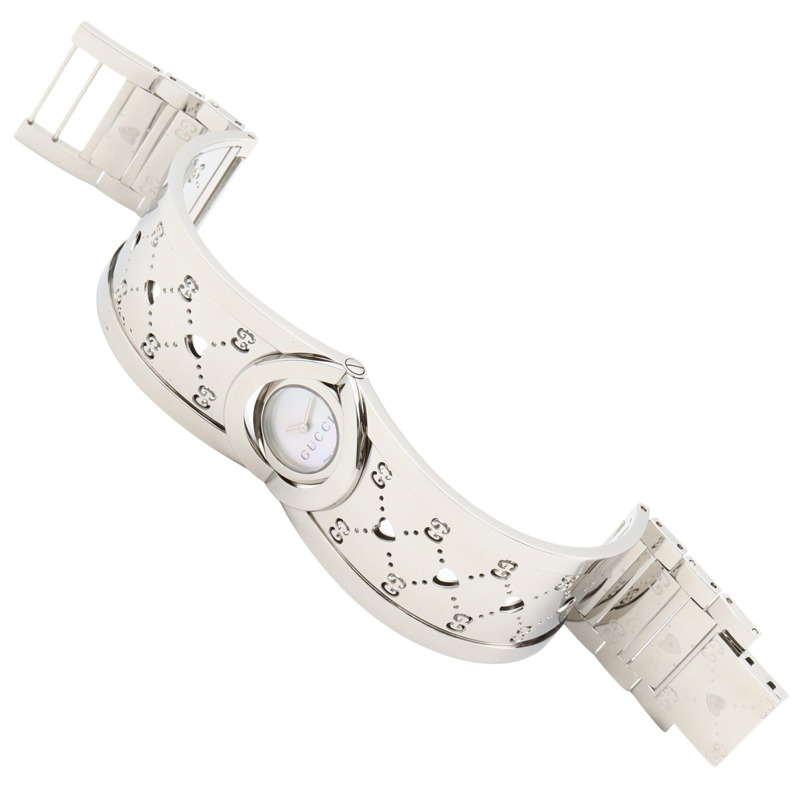 Gucci Toile 手鐲腕錶，不鏽鋼材質，女士款，白色，白色錶殼，YA112523-3