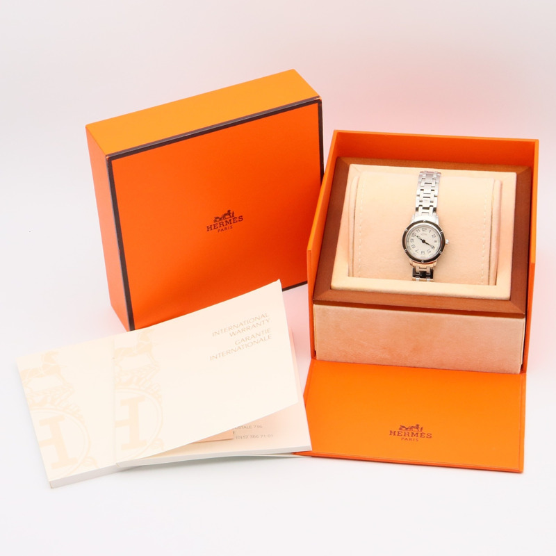 愛馬仕 Clipper Classic 女士不鏽鋼腕錶，銀色，CP1.210-9