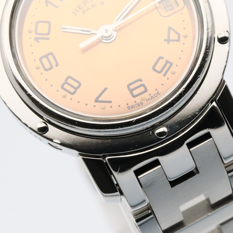 愛馬仕 Clipper 系列腕錶，不鏽鋼材質，女士款，粉紅色，CL4.210-8