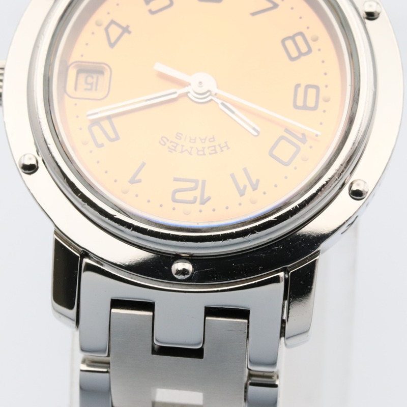 愛馬仕 Clipper 系列腕錶，不鏽鋼材質，女士款，粉紅色，CL4.210-9