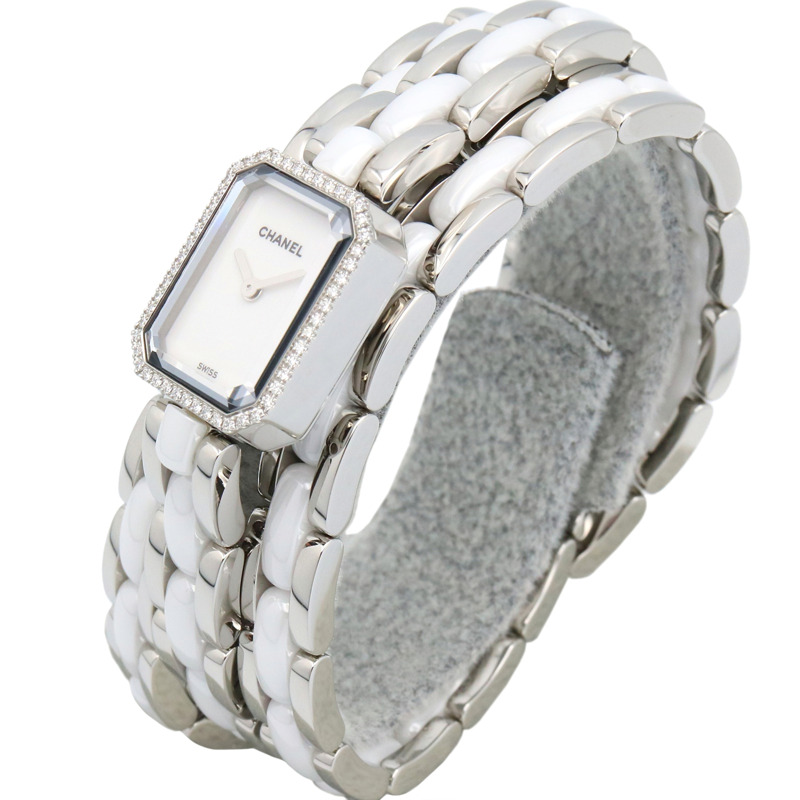 香奈兒 Premiere 三重錶鍊腕錶，精鋼、陶瓷、鑽石材質，女士款，白色，H3059-1