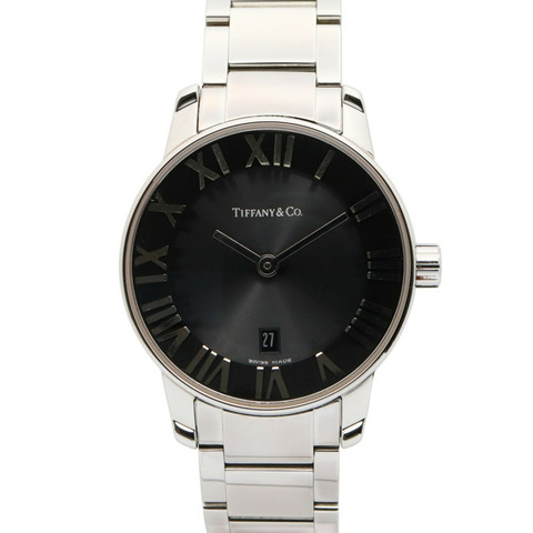 Tiffany & Co.) Atlas 女士不鏽鋼腕錶，黑色，Z1830.11.10A10A00A