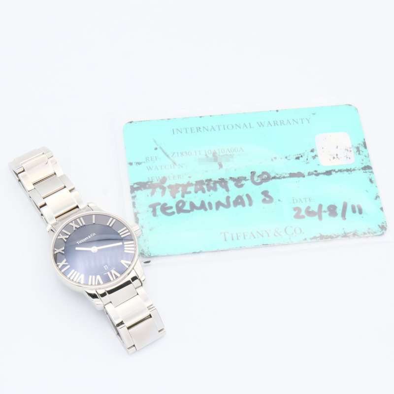Tiffany & Co.) Atlas 女士不鏽鋼腕錶，黑色，Z1830.11.10A10A00A-9