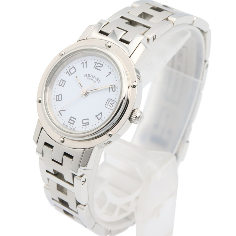 愛馬仕 Clipper 系列腕錶，不鏽鋼材質，女士款，白色，CL4.210-1