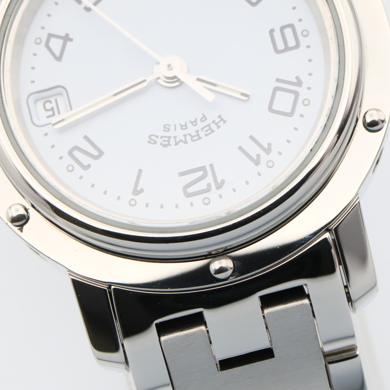 愛馬仕 Clipper 系列腕錶，不鏽鋼材質，女士款，白色，CL4.210-10