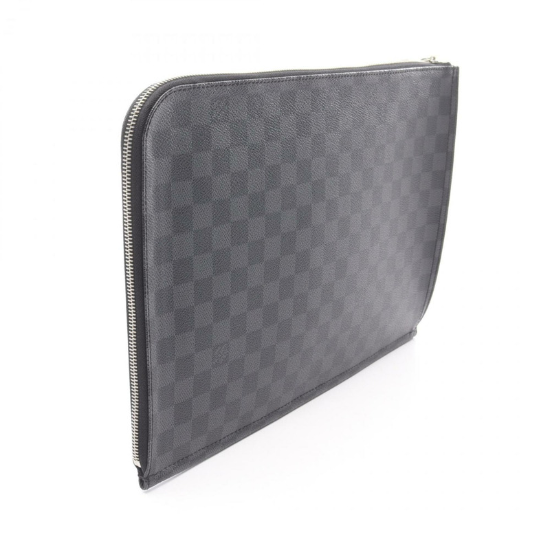 路易威登 Poche Document Damier Graphite 塗層帆布手拿包，男士，黑色，N48247-1