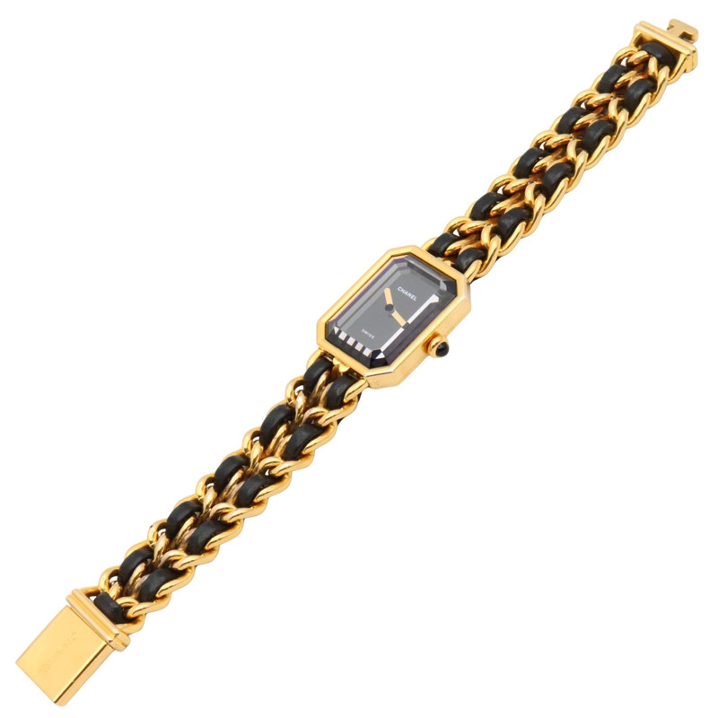 香奈兒 Premiere M 系列腕錶，鍍金，皮革錶帶，女士款，黑色，H0001-2