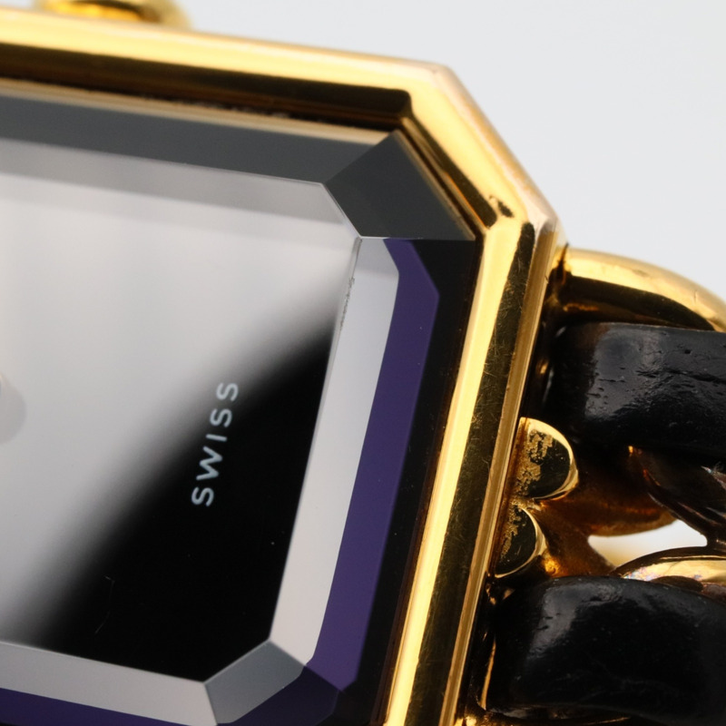 香奈兒 Premiere M 系列腕錶，鍍金，皮革錶帶，女士款，黑色，H0001-7