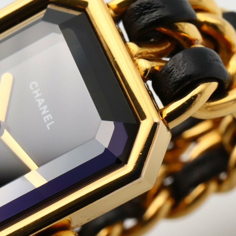 香奈兒 Premiere M 系列腕錶，鍍金，皮革錶帶，女士款，黑色，H0001-8