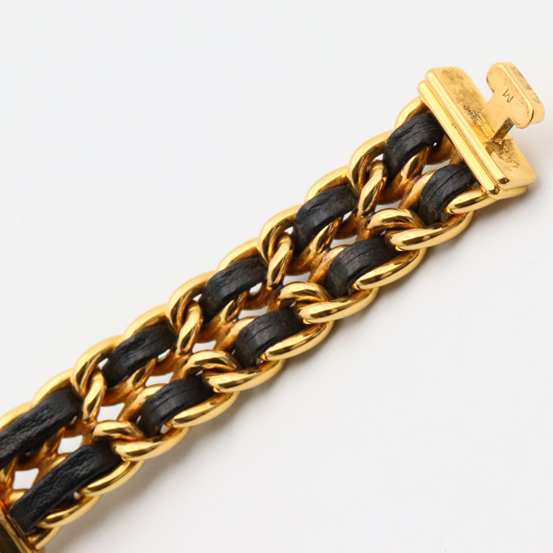 香奈兒 Premiere M 系列腕錶，鍍金，皮革錶帶，女士款，黑色，H0001-11