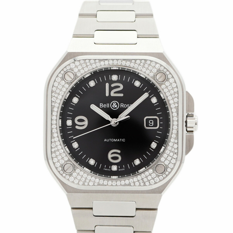 Bell & Ross BR05 鑲鑽黑色錶盤男士腕錶-0