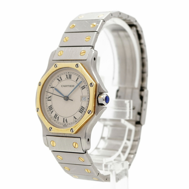 卡地亞 Santos Octagon W2001583 象牙色錶盤小姐腕錶-1