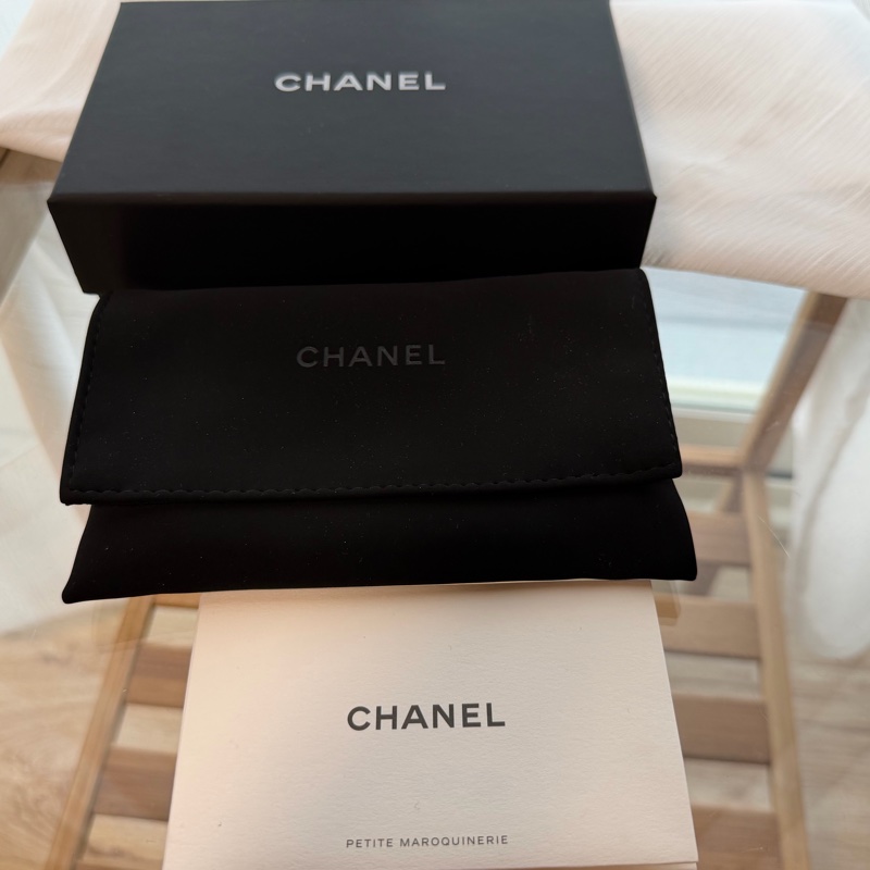 全新 CHANEL荔枝紋牛皮金釦經典拉鍊零錢包-4