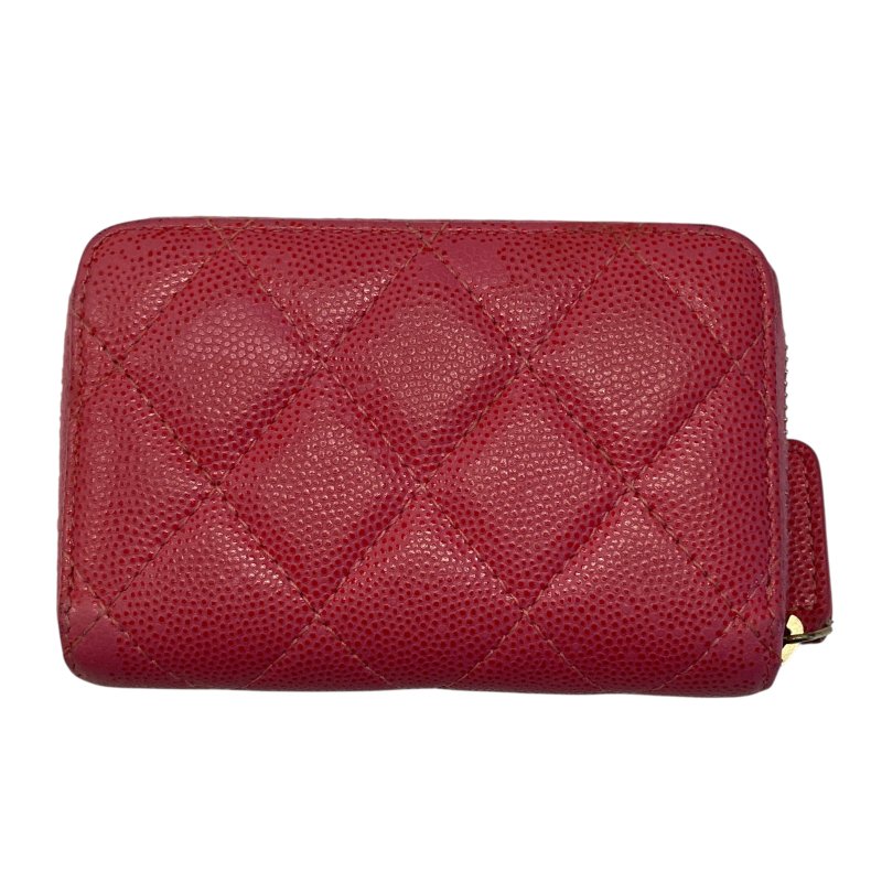 CHANEL 香奈兒 荔枝牛皮 零錢包 桃紅色-1