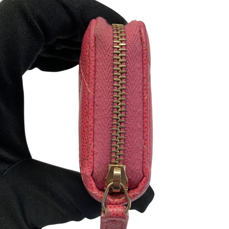 CHANEL 香奈兒 荔枝牛皮 零錢包 桃紅色-3