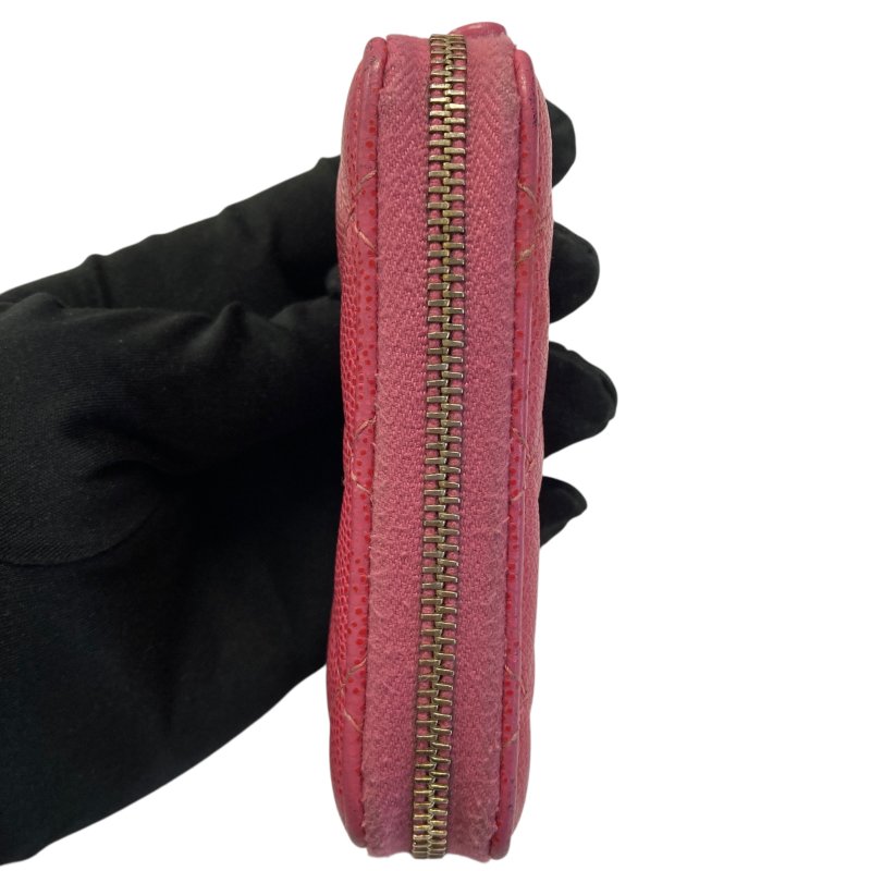 CHANEL 香奈兒 荔枝牛皮 零錢包 桃紅色-5