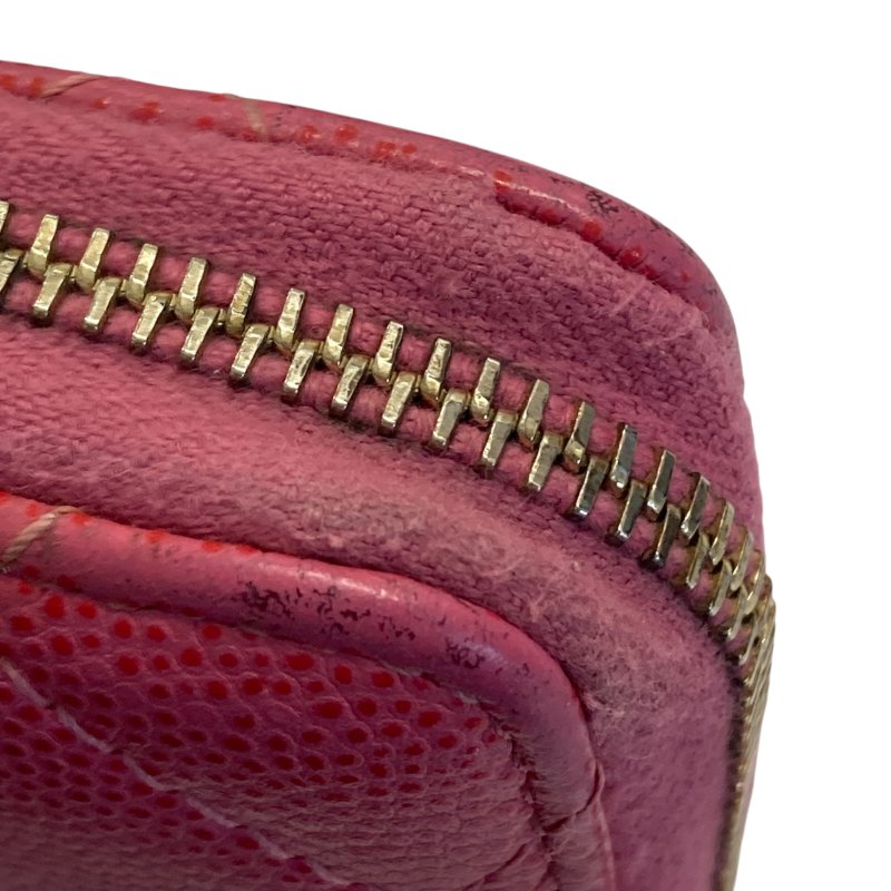 CHANEL 香奈兒 荔枝牛皮 零錢包 桃紅色-10