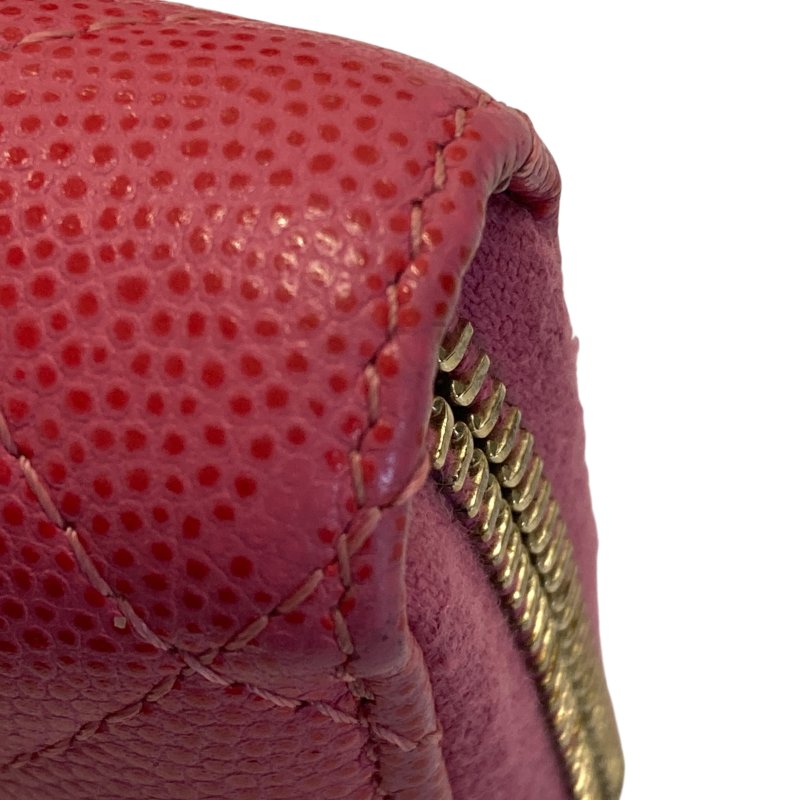 CHANEL 香奈兒 荔枝牛皮 零錢包 桃紅色-11