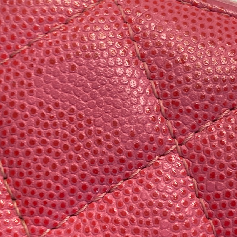 CHANEL 香奈兒 荔枝牛皮 零錢包 桃紅色-18