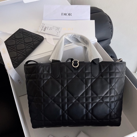 【全新品】迪奧 Dior Toujours 土著系列黑色金扣中號手提肩背托特包