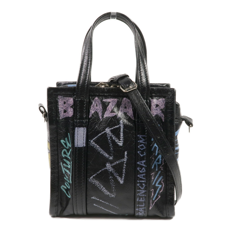 BALENCIAGA 牛皮皮革2 Way Shoulder銀扣手挽肩背兩用袋-0