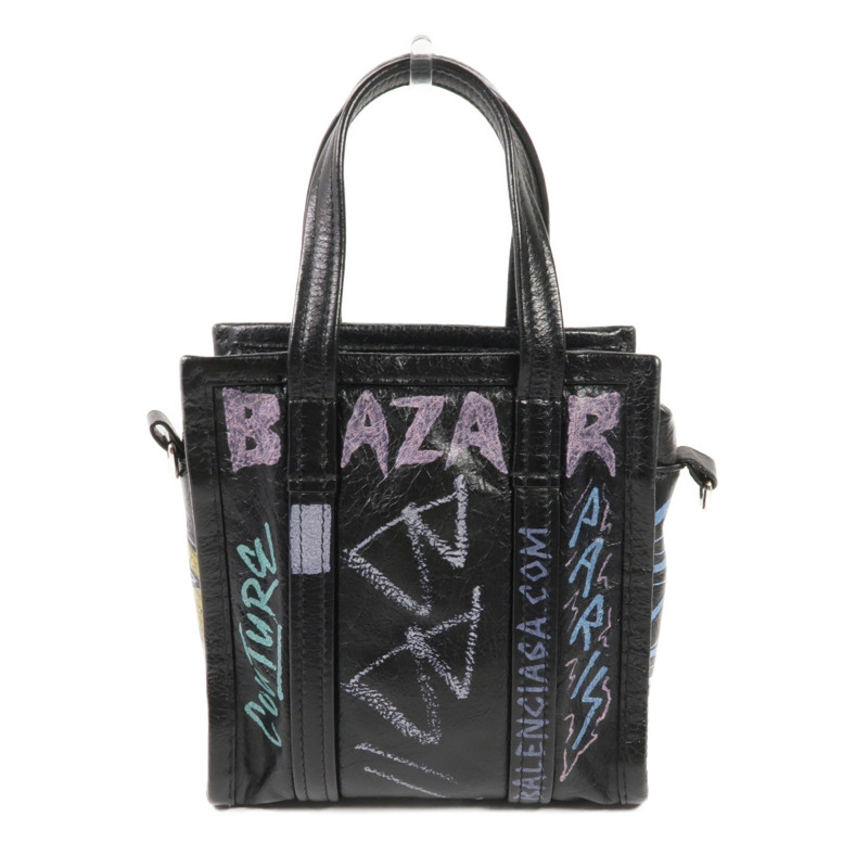 BALENCIAGA 牛皮皮革2 Way Shoulder銀扣手挽肩背兩用袋-4