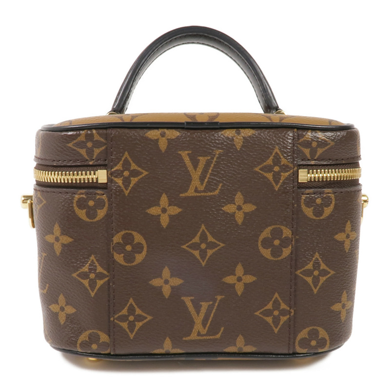 LOUIS VUITTON Monogram/Monogram Reverse Vanity PM金扣手挽肩背兩用袋棕色-1