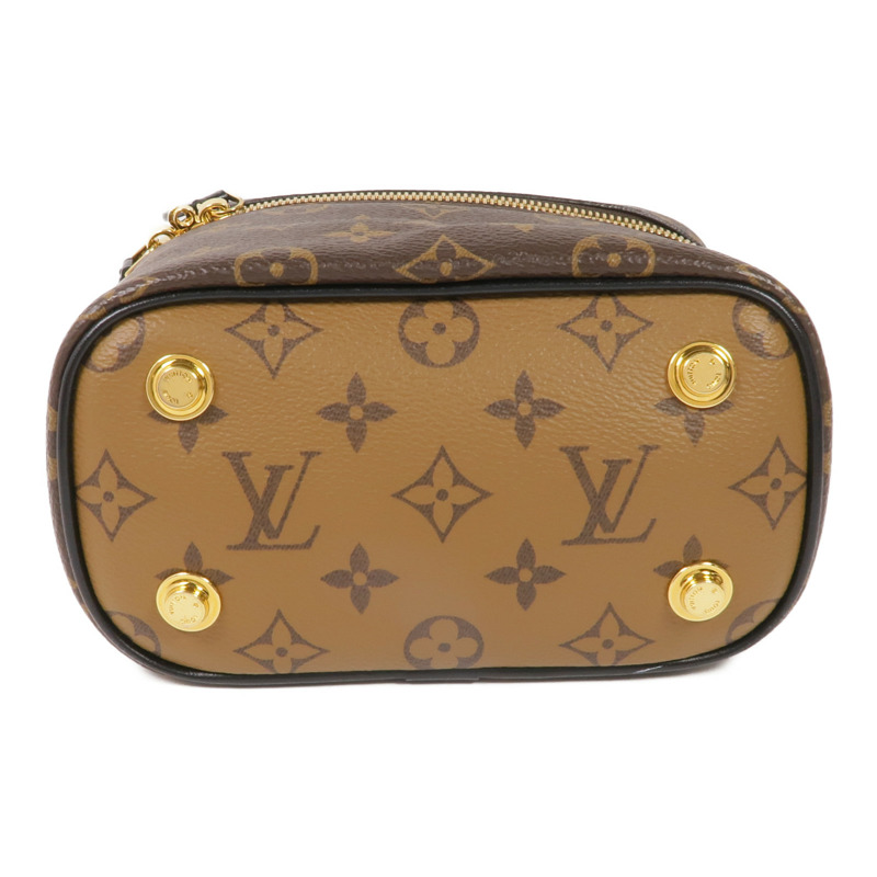 LOUIS VUITTON Monogram/Monogram Reverse Vanity PM金扣手挽肩背兩用袋棕色-3