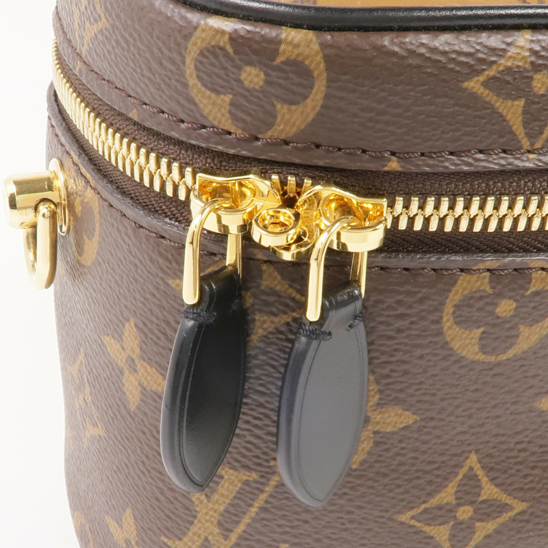 LOUIS VUITTON Monogram/Monogram Reverse Vanity PM金扣手挽肩背兩用袋棕色-14