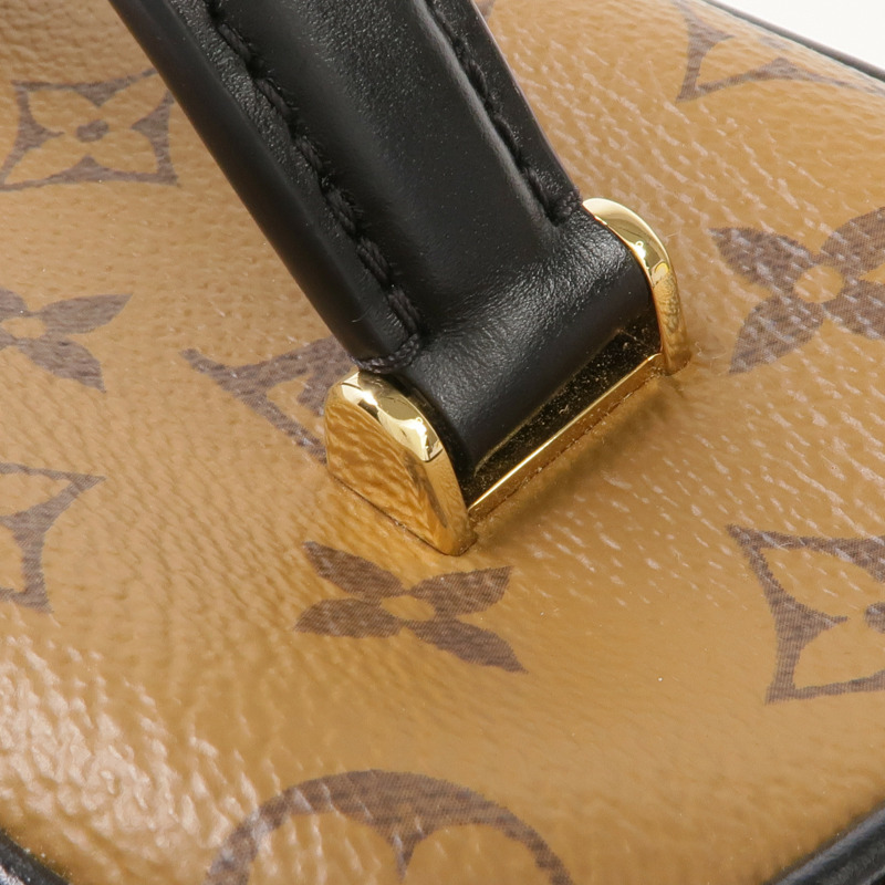 LOUIS VUITTON Monogram/Monogram Reverse Vanity PM金扣手挽肩背兩用袋棕色-15