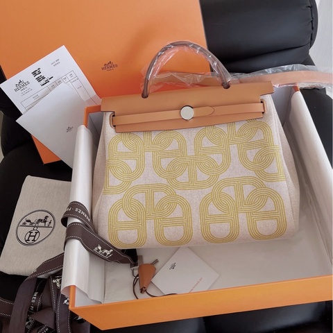 【全新品】HERMES愛馬仕 Herbag Zip 31  B刻限量版猪鼻子賽道 金扣金棕配色