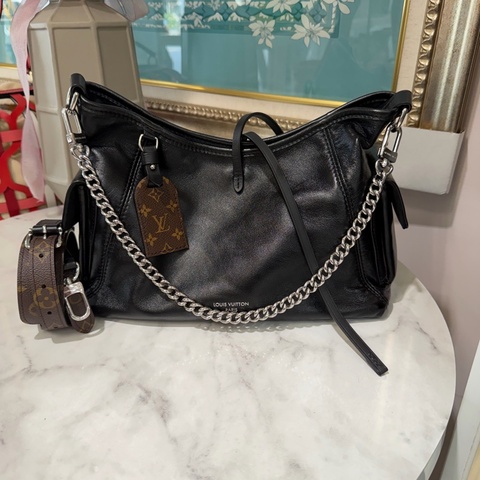 LV 黑羊皮CarryAll CargoVibe PM銀釦肩斜背包M24861