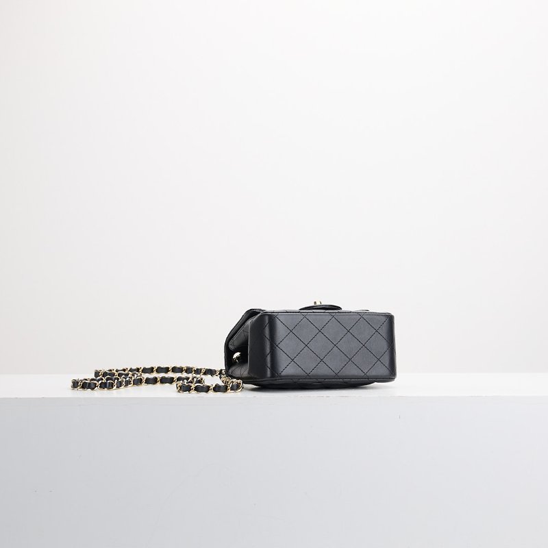 二手Chanel mini coco 17方胖/黑淡金扣-3